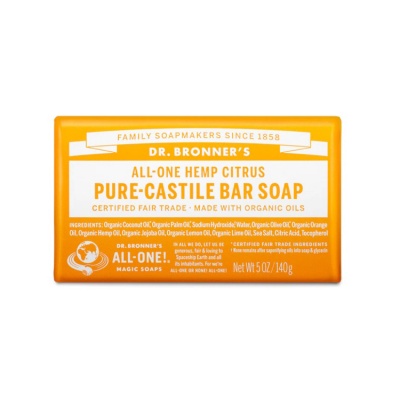 Dr Bronners Citrus Orange Pure Castile Soap Bar 140g